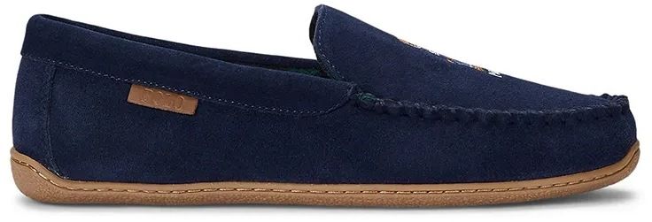 Semišové papuče Polo Ralph Lauren Brenan Bear pánske, tmavomodrá farba, 843955398001