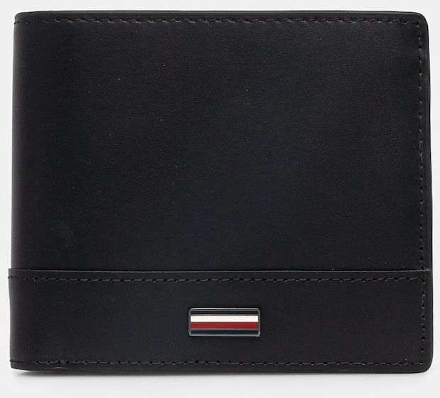 Kožená peňaženka Tommy Hilfiger pánska, čierna farba, AM0AM13246