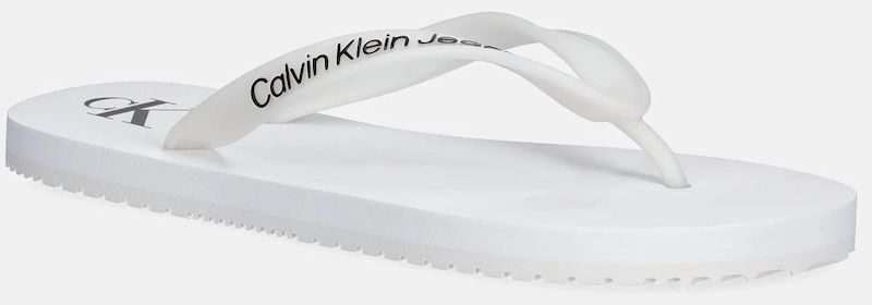 Šľapky Calvin Klein Jeans BEACH SANDAL TRANSPARENT TPU biela farba, na plochom podpätku, YW0YW01829