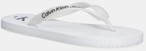 Šľapky Calvin Klein Jeans BEACH SANDAL TRANSPARENT TPU biela farba, na plochom podpätku, YW0YW01829