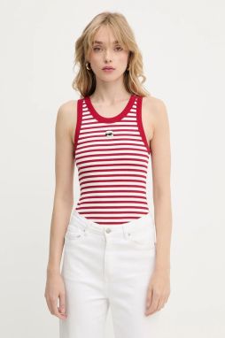 Bavlnený top Karl Lagerfeld IKON červená farba, A3W17079
