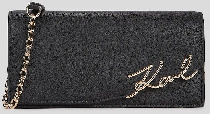 Kožená peňaženka Karl Lagerfeld K/SIGNATURE čierna farba, A3W32021