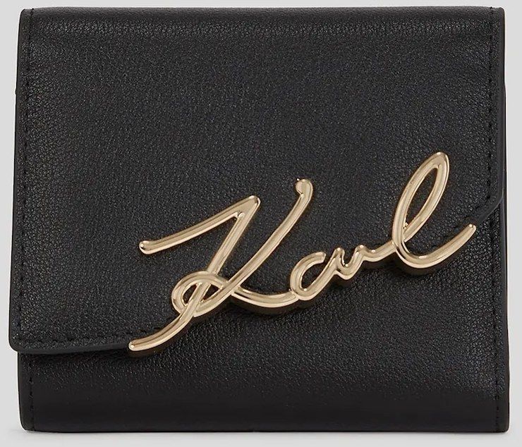Kožená peňaženka Karl Lagerfeld K.SIGNATURE čierna farba, A3W32019
