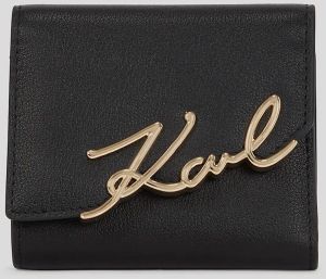 Kožená peňaženka Karl Lagerfeld K.SIGNATURE čierna farba, A3W32019