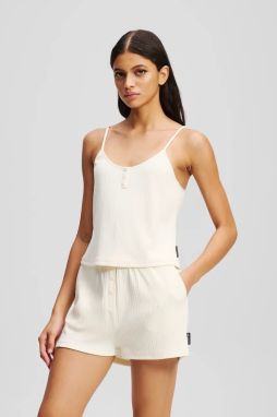 Pyžamo Karl Lagerfeld ESSENTIAL dámske, béžová farba, A3W45006