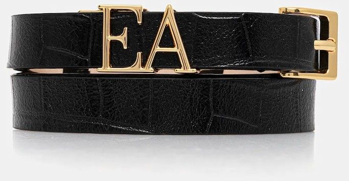 Kožený opasok Emporio Armani čierna farba, EW002025 AF17666
