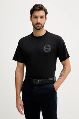 Bavlnené tričko Versace Jeans Couture pánske, čierna farba, s nášivkou, 79GAHT06 CJ00T