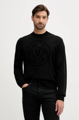 Sveter s prímesou vlny Versace Jeans Couture čierna farba, ľahký, 79GAFM15 CMN06