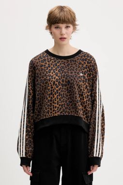 Bavlnená mikina adidas Originals Leopard hnedá farba, vzorovaná, JW7303