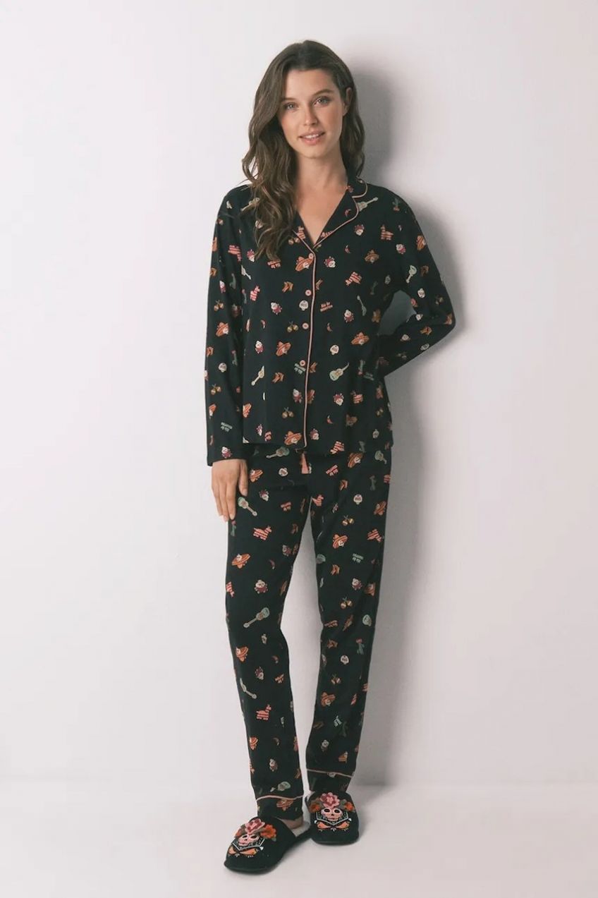 Bavlnené pyžamo women'secret čierna farba, bavlnené, 3132159