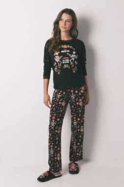 Bavlnené pyžamo women'secret čierna farba, bavlnené, 3132146