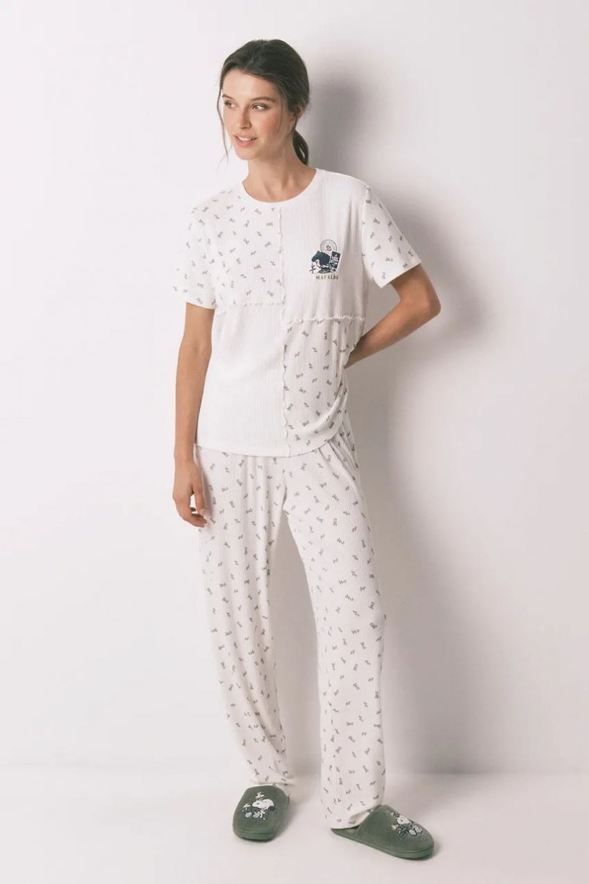 Bavlnené pyžamo women'secret biela farba, bavlnené, 3132153