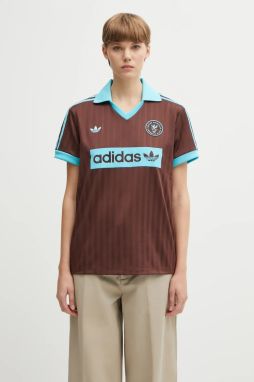 Tričko adidas Originals Football Tee dámske, hnedá farba, JY3542