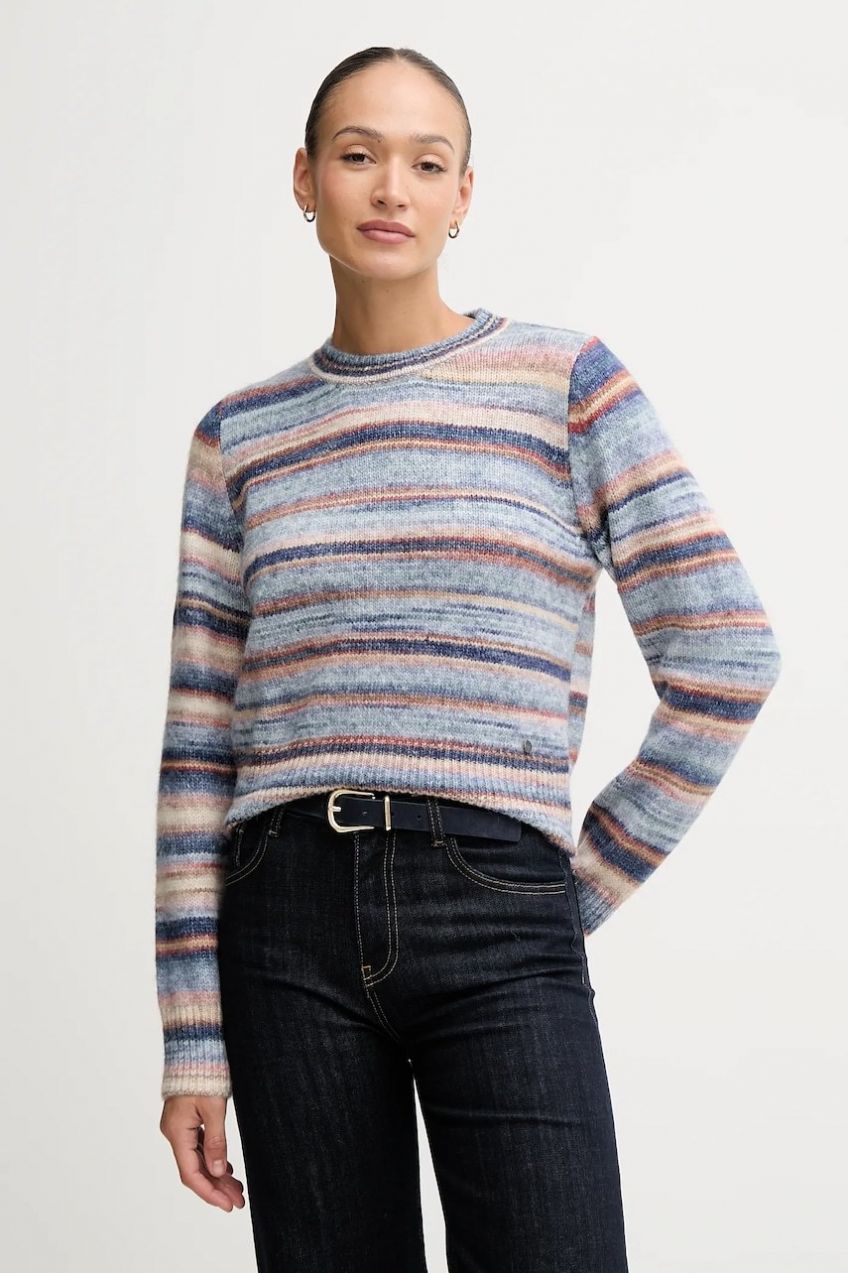 Sveter s prímesou vlny Pepe Jeans modrá farba, PL7000057