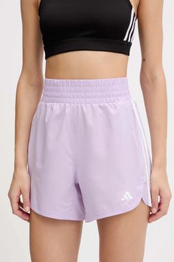 Tréningové šortky adidas Performance Pacer fialová farba, jednofarebné, vysoký pás, JX4852