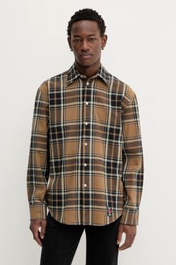 Bavlnená košeľa MSGM hnedá farba, regular, s klasickým golierom, 3940ME11L.257500