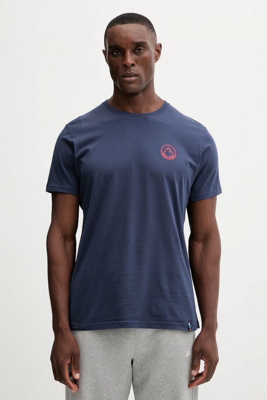 Bavlnené tričko LA Sportiva Circle Logo pánske, tmavomodrá farba, s potlačou, ZACT189