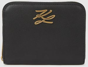 Kožená peňaženka Karl Lagerfeld čierna farba, A4W32036