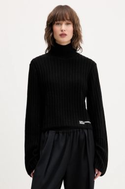 Sveter Karl Lagerfeld Jeans čierna farba, s rolákom, A4W18021