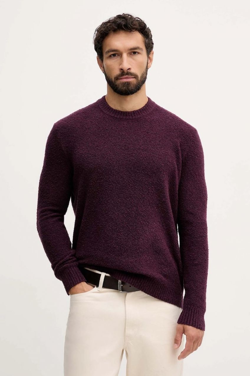 Sveter s prímesou vlny United Colors of Benetton bordová farba, 1L5YU10AD