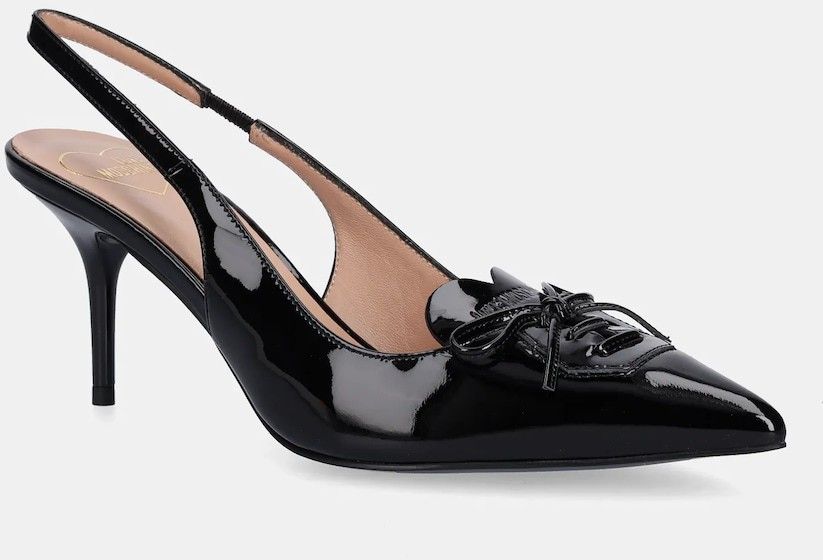Kožené lodičky Love Moschino čierna farba, JA10517G0NIH0000
