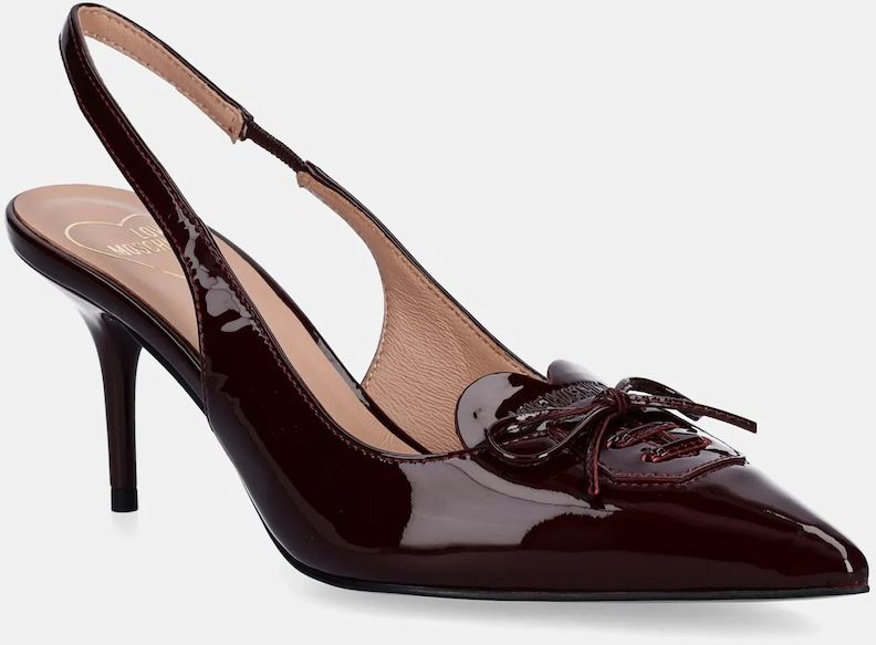 Kožené lodičky Love Moschino bordová farba, JA10517G0NIH0556