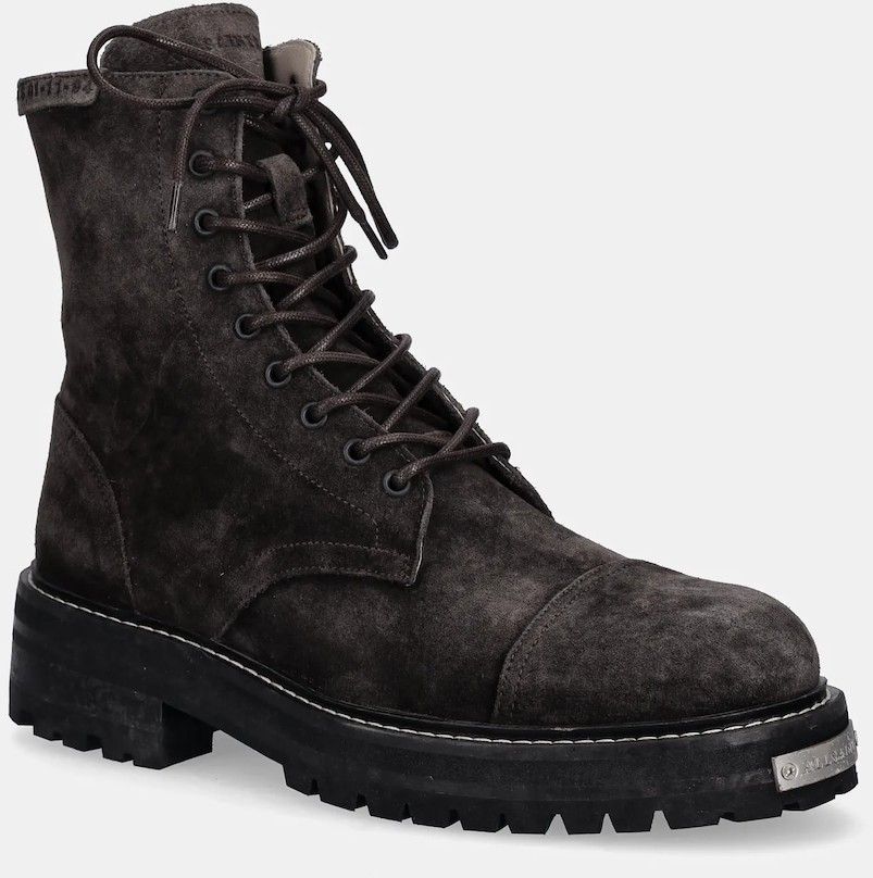 Semišové topánky AllSaints HANK SUEDE BOOT šedá farba, M005FB