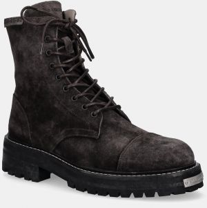 Semišové topánky AllSaints HANK SUEDE BOOT šedá farba, M005FB