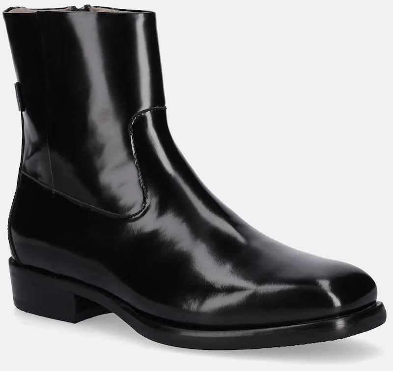 Kožená obuv AllSaints MILTON BOOT čierna farba, M031FD