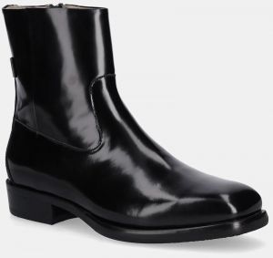 Kožená obuv AllSaints MILTON BOOT čierna farba, M031FD