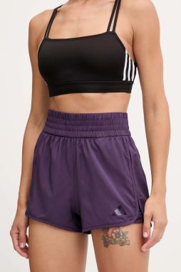 Tréningové šortky adidas Performance Pacer fialová farba, jednofarebné, vysoký pás, JX7300