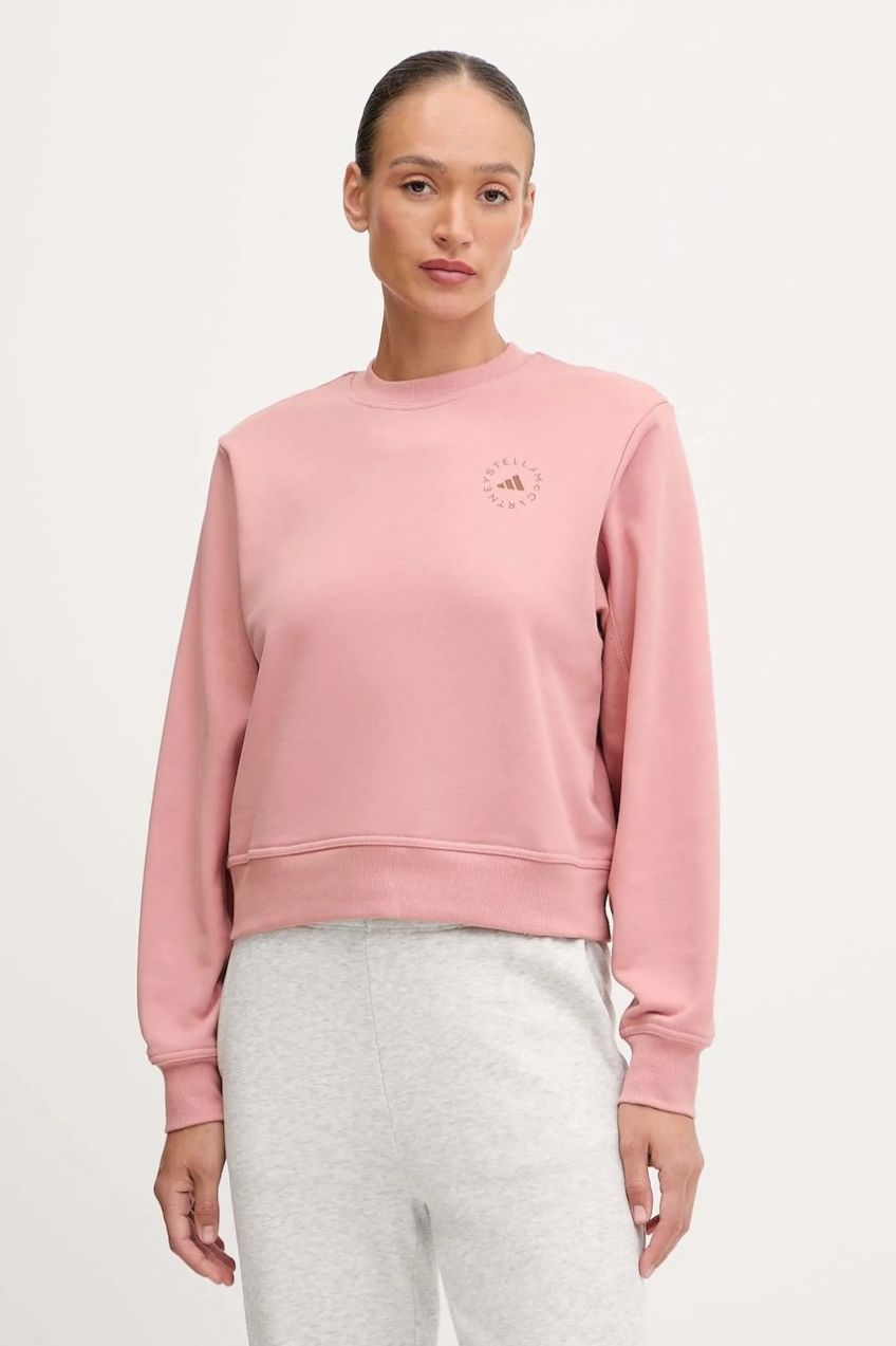 Bavlnená mikina adidas by Stella McCartney oranžová farba, s potlačou, JX6784