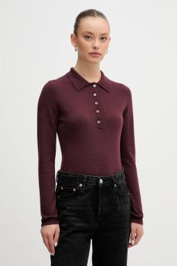 Sveter s prímesou vlny United Colors of Benetton bordová farba, ľahké, 102HD301H