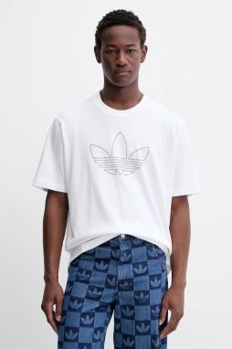 Bavlnené tričko adidas Originals Studded pánske, biela farba, s nášivkou, JY2805