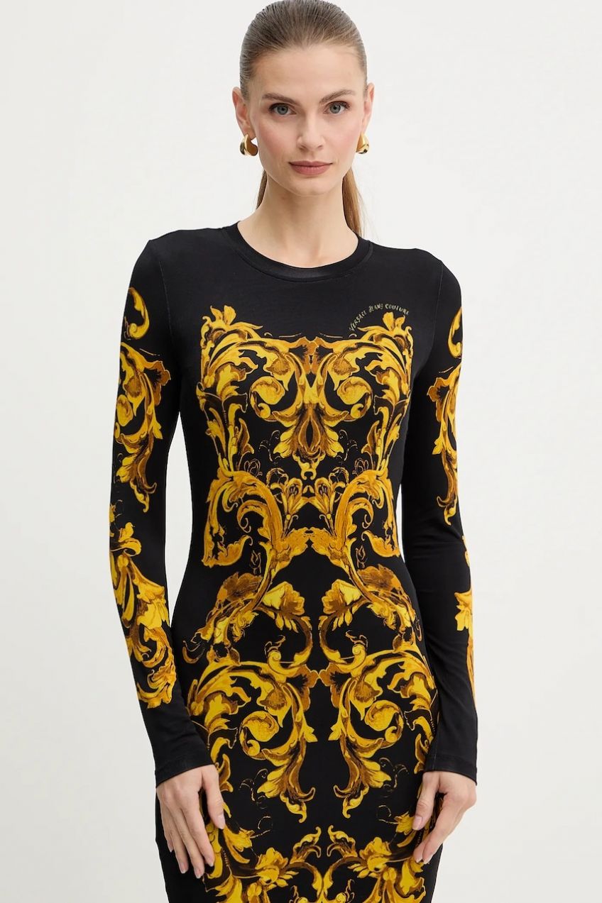 Šaty Versace Jeans Couture čierna farba, mini, priliehavé, 79HAO9P0 JS524