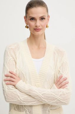 Vlnený kardigán Ermanno Scervino béžová farba, ľahký, D474N500DGE