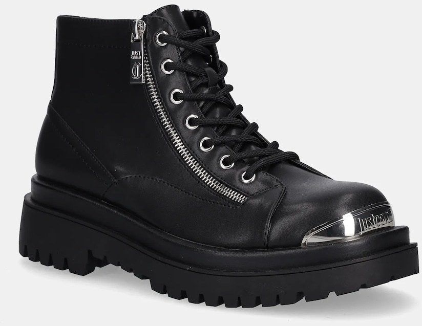 Členkové topánky Just Cavalli čierna farba, 79QA3S95ZSD47899