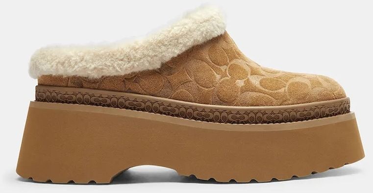 Semišové papuče Coach Cecelia Signature béžová farba, CCO36