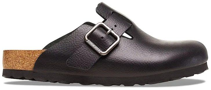 Kožené šľapky Birkenstock Boston Vintage Wood Wire Buckle čierna farba, 1030691