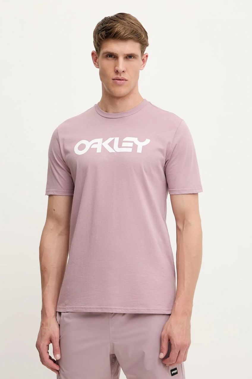 Bavlnené tričko Oakley MARK II pánske, ružová farba, s potlačou, FOA404011