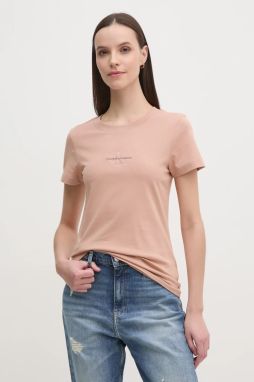 Bavlnené tričko Calvin Klein Jeans dámske, oranžová farba, J20J223563
