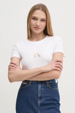 Bavlnené tričko Calvin Klein Jeans dámske, biela farba, J20J224982