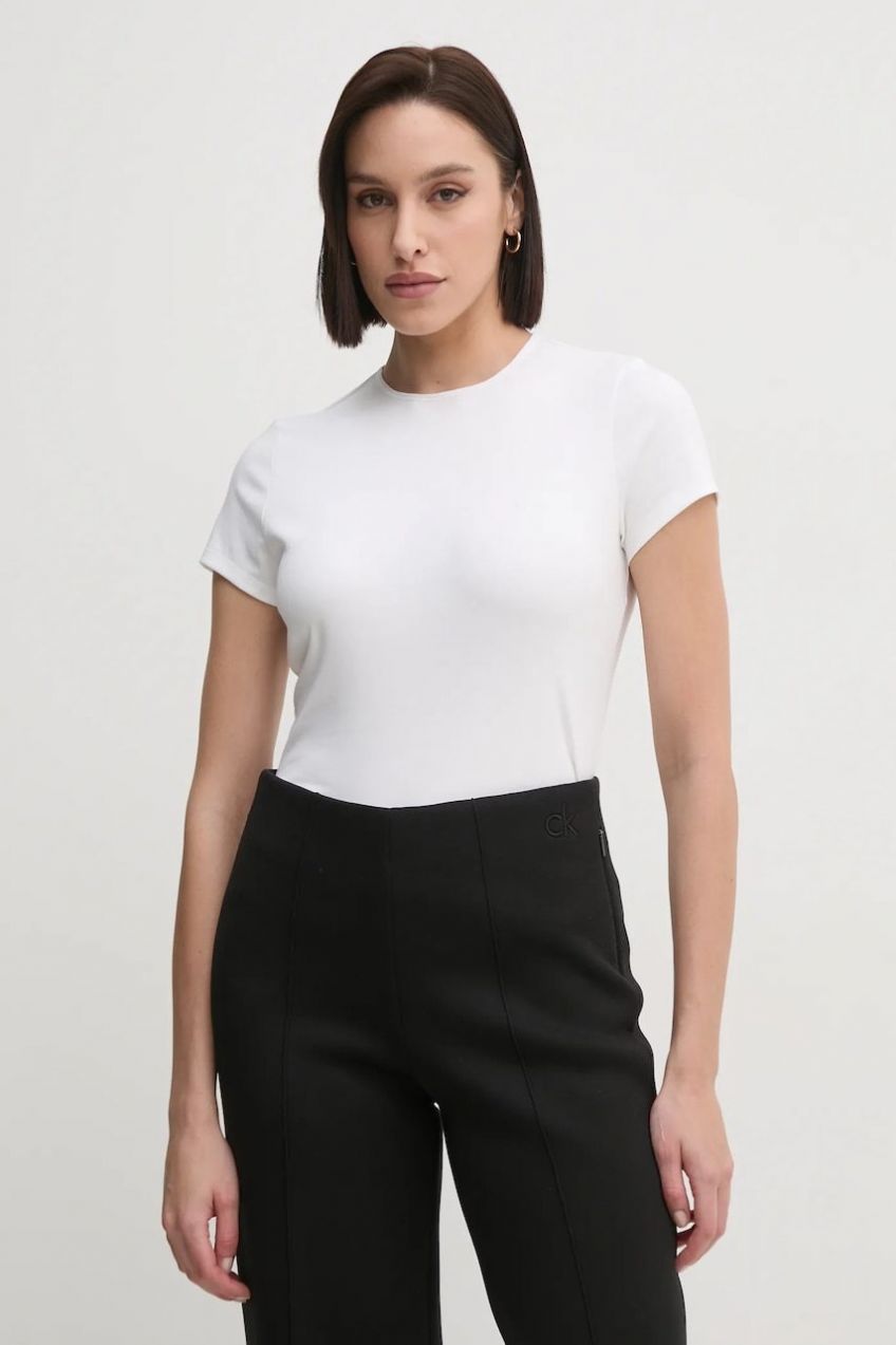 Bavlnené tričko Calvin Klein dámske, biela farba, K20K208049