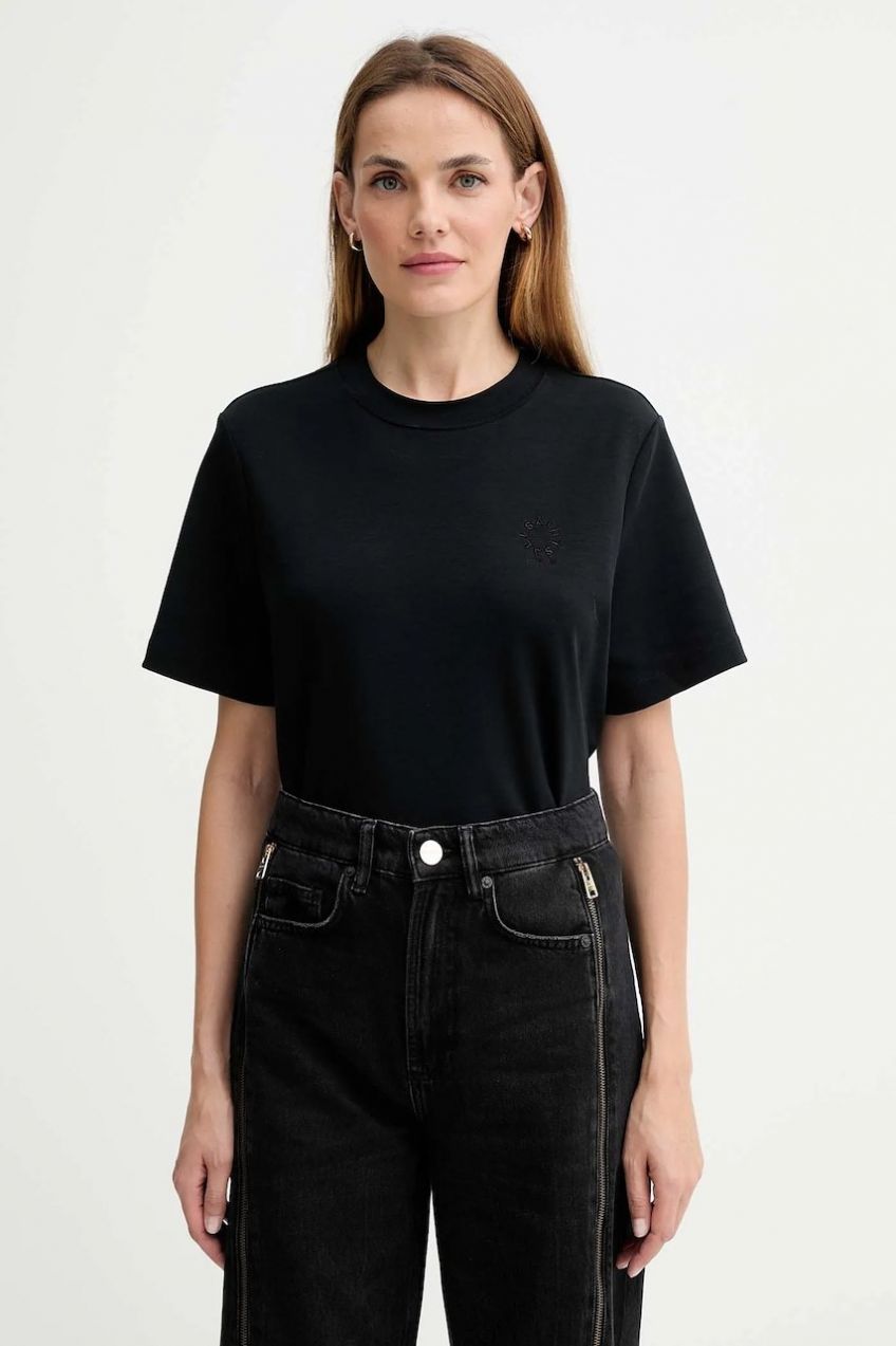 Bavlnené tričko AllSaints dámske, čierna farba, W220JC