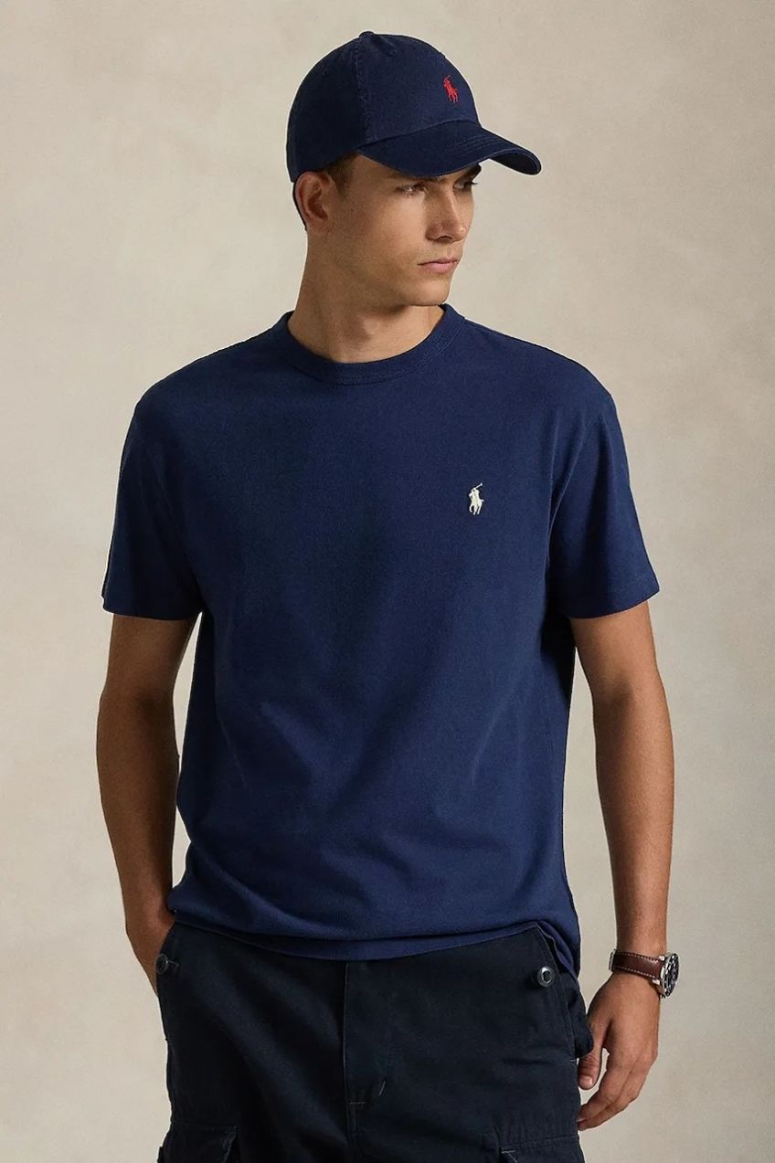 Bavlnené tričko Polo Ralph Lauren pánske, čierna farba, jednofarebné, 710916698