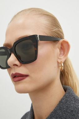 Slnečné okuliare Saint Laurent dámske, hnedá farba, SL M143,