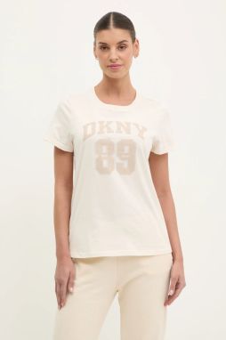 Bavlnené tričko Dkny dámske, béžová farba, DP5T1228