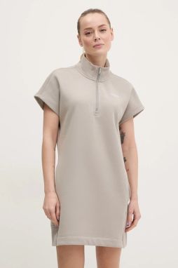Šaty Dkny béžová farba, mini, rovný strih, DP5D4895