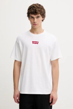 Bavlnené tričko Levi's pánske, biela farba, vzorované, 87373
