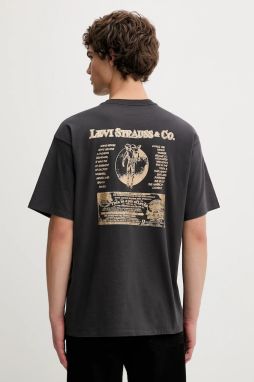 Bavlnené tričko Levi's pánske, šedá farba, vzorované, 87373